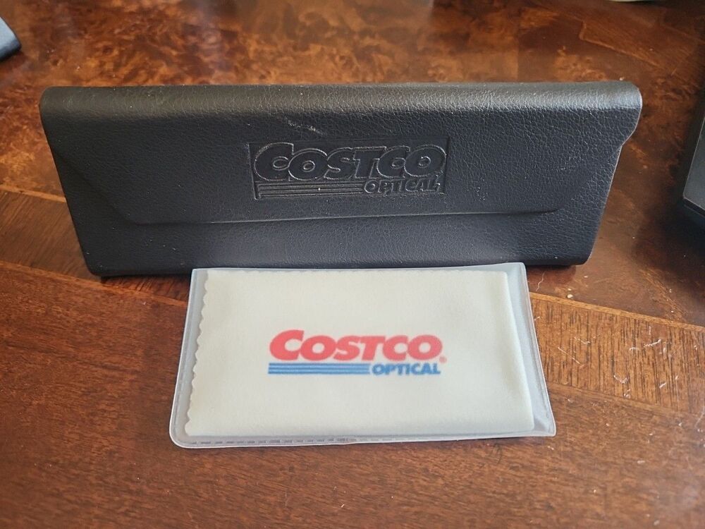 Costco Optical Eyeglasses Sunglasses Black Foldable Semi Hard Case + Cloth